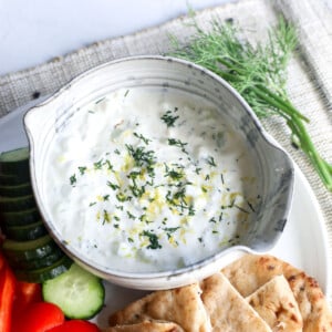 Elevate your snacking with High Protein Tahini Tzatziki—blending cottage cheese and Greek yogurt for a flavorful dip! Try it now!