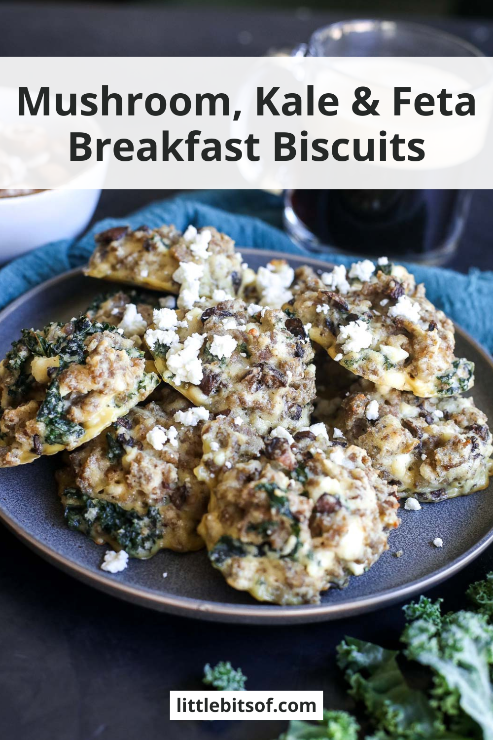 Start your day with Mushroom, Kale & Feta Breakfast Biscuits! Nutritious, savory, and perfect for a quick, healthy breakfast.