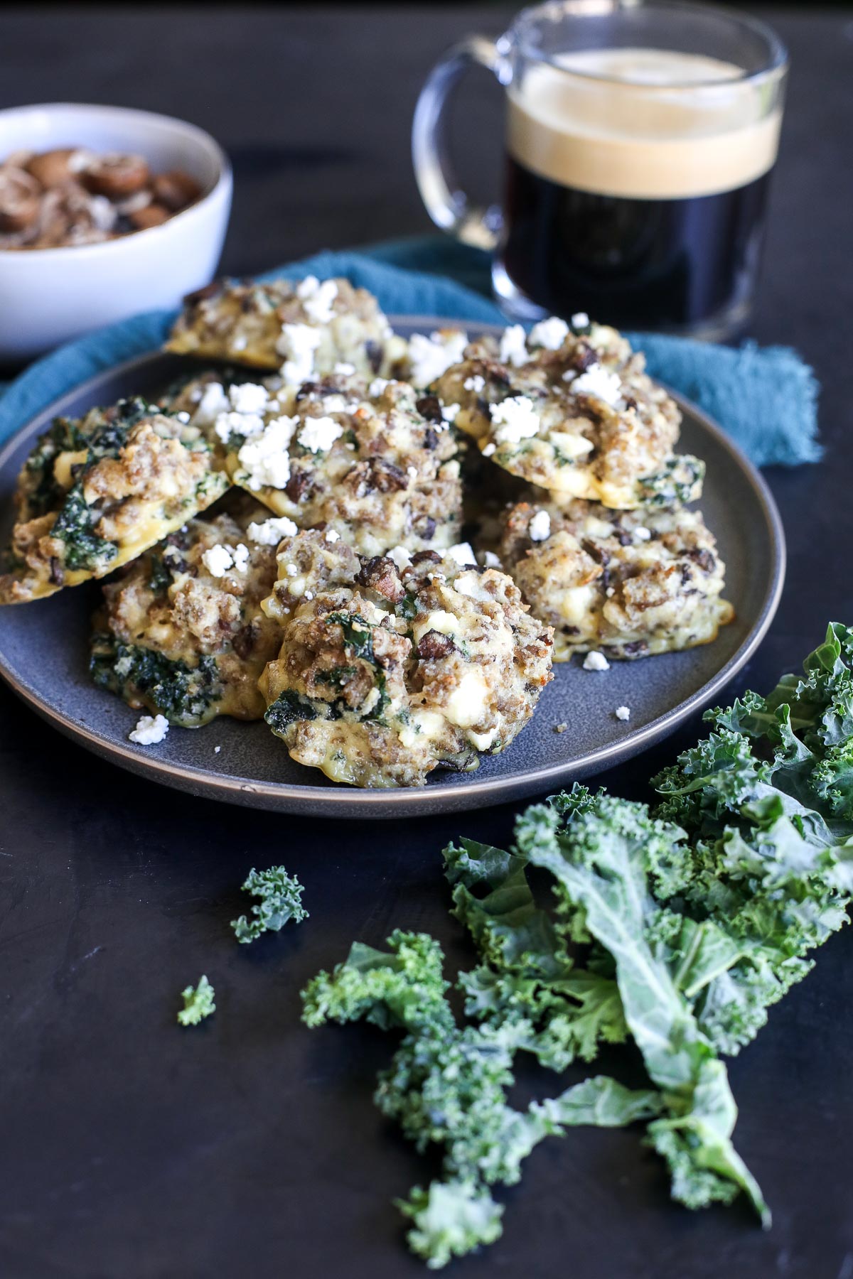 Start your day with Mushroom, Kale & Feta Breakfast Biscuits! Nutritious, savory, and perfect for a quick, healthy breakfast.