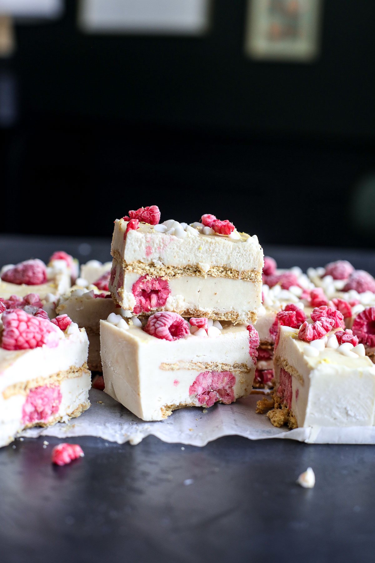 Indulge in creamy Raspberry Cashew Cheesecake Bars! A delicious, dairy-free dessert perfect for satisfying your sweet tooth.