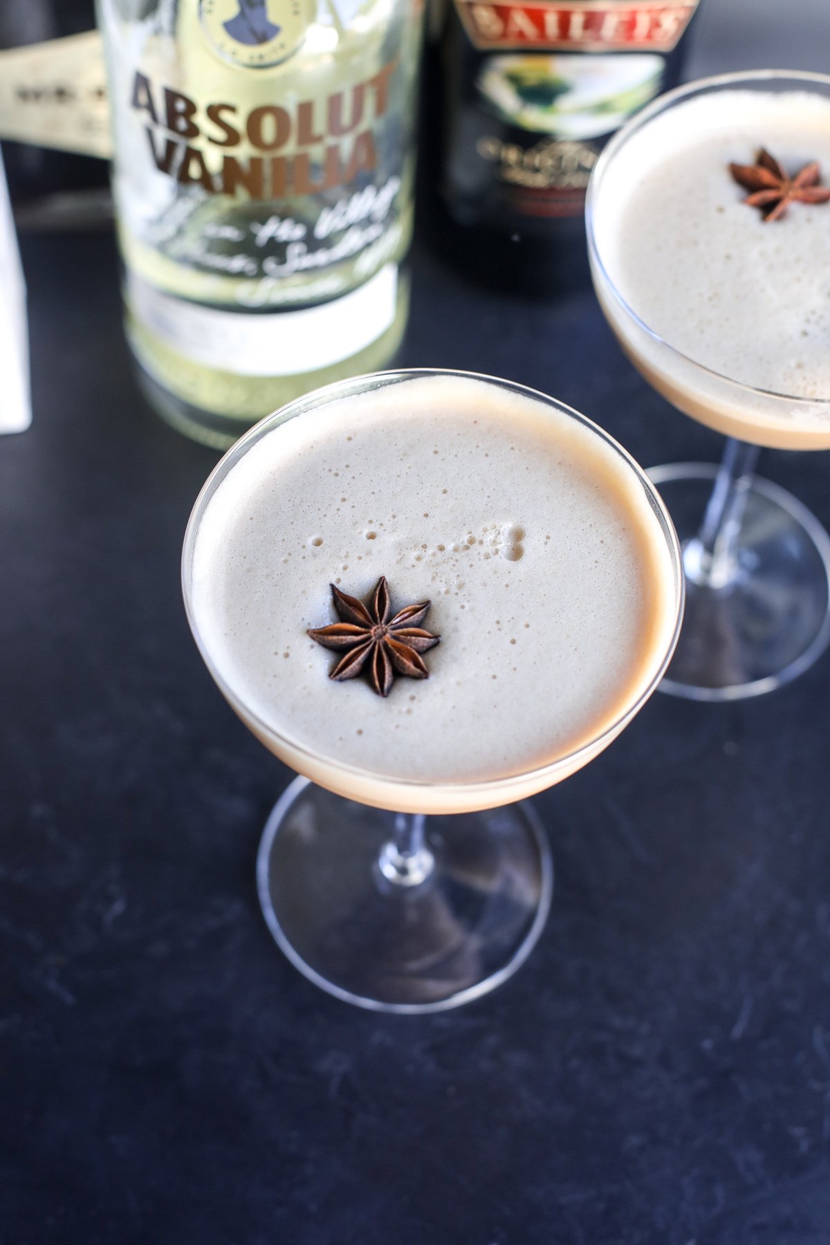 Sip on a Dirty Chai Martini—a bold blend of coffee liqueur, chai spices, and vodka for the perfect spicy-sweet cocktail treat!