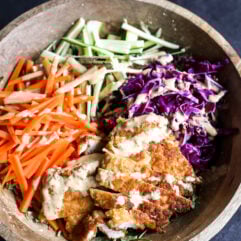 Katsu Chicken Salad: Crispy katsu chicken, fresh greens, and flavorful dressing. Easy recipe for a delicious meal!