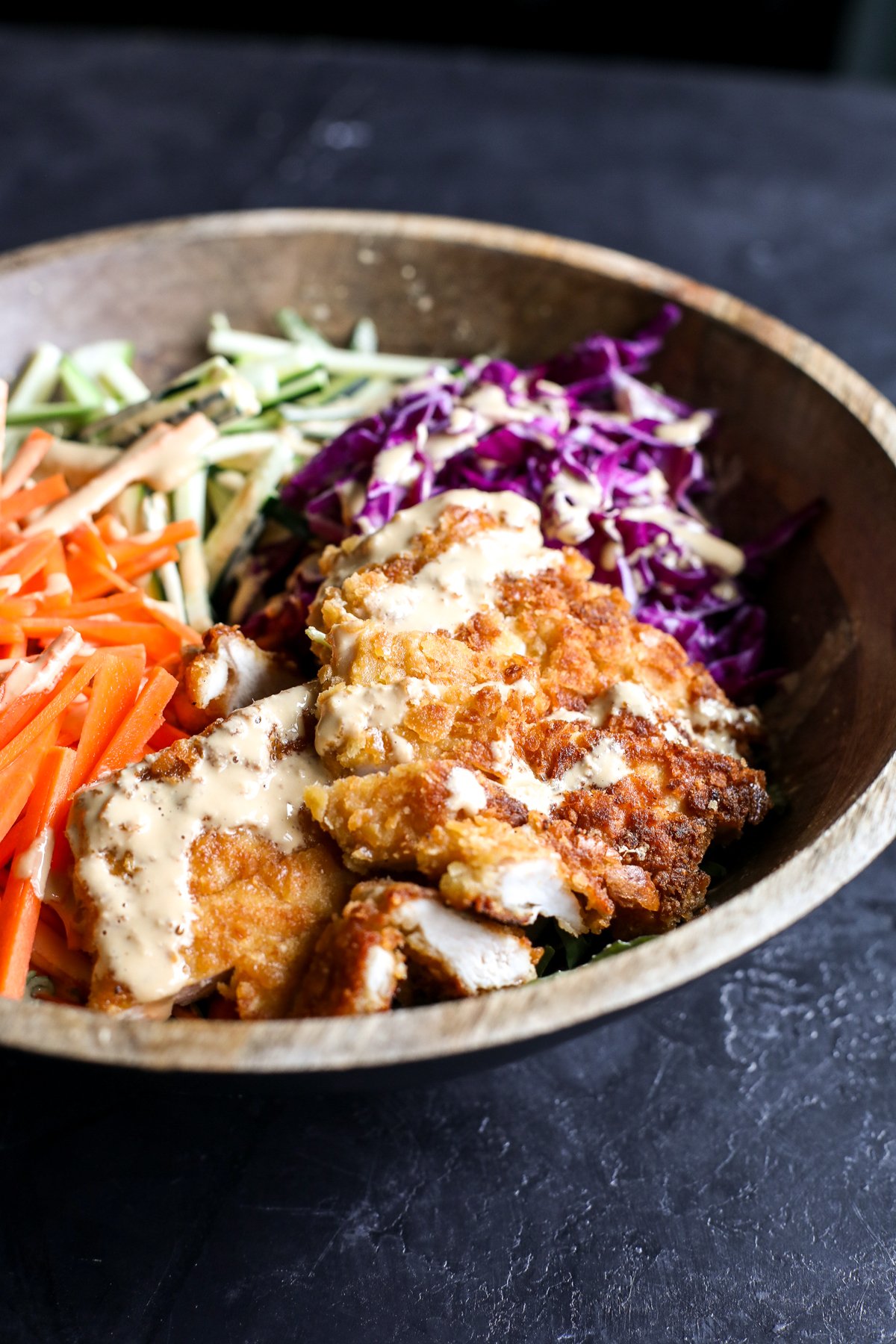 Katsu Chicken Salad: Crispy katsu chicken, fresh greens, and flavorful dressing. Easy recipe for a delicious meal!