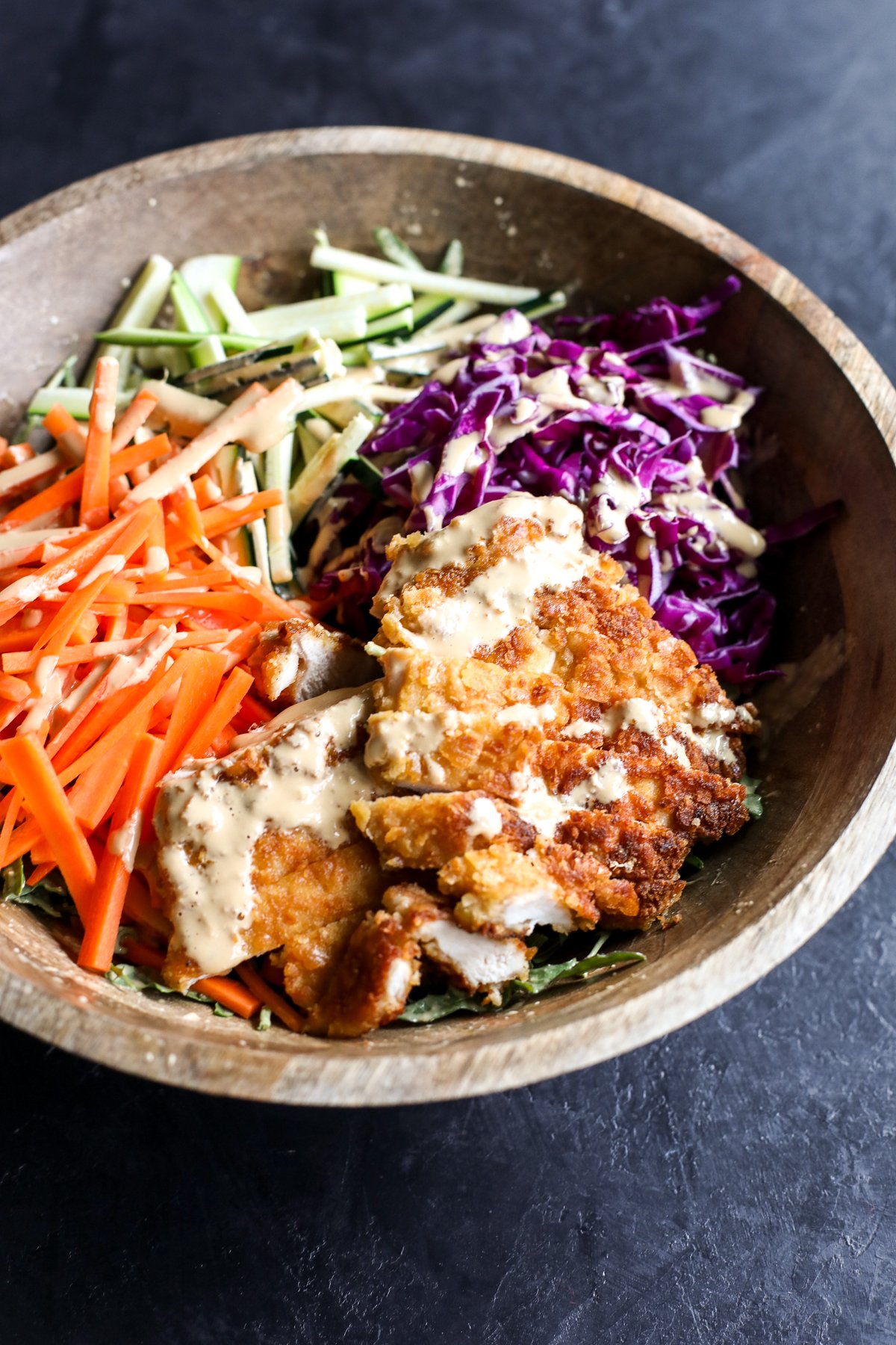 Katsu Chicken Salad: Crispy katsu chicken, fresh greens, and flavorful dressing. Easy recipe for a delicious meal!
