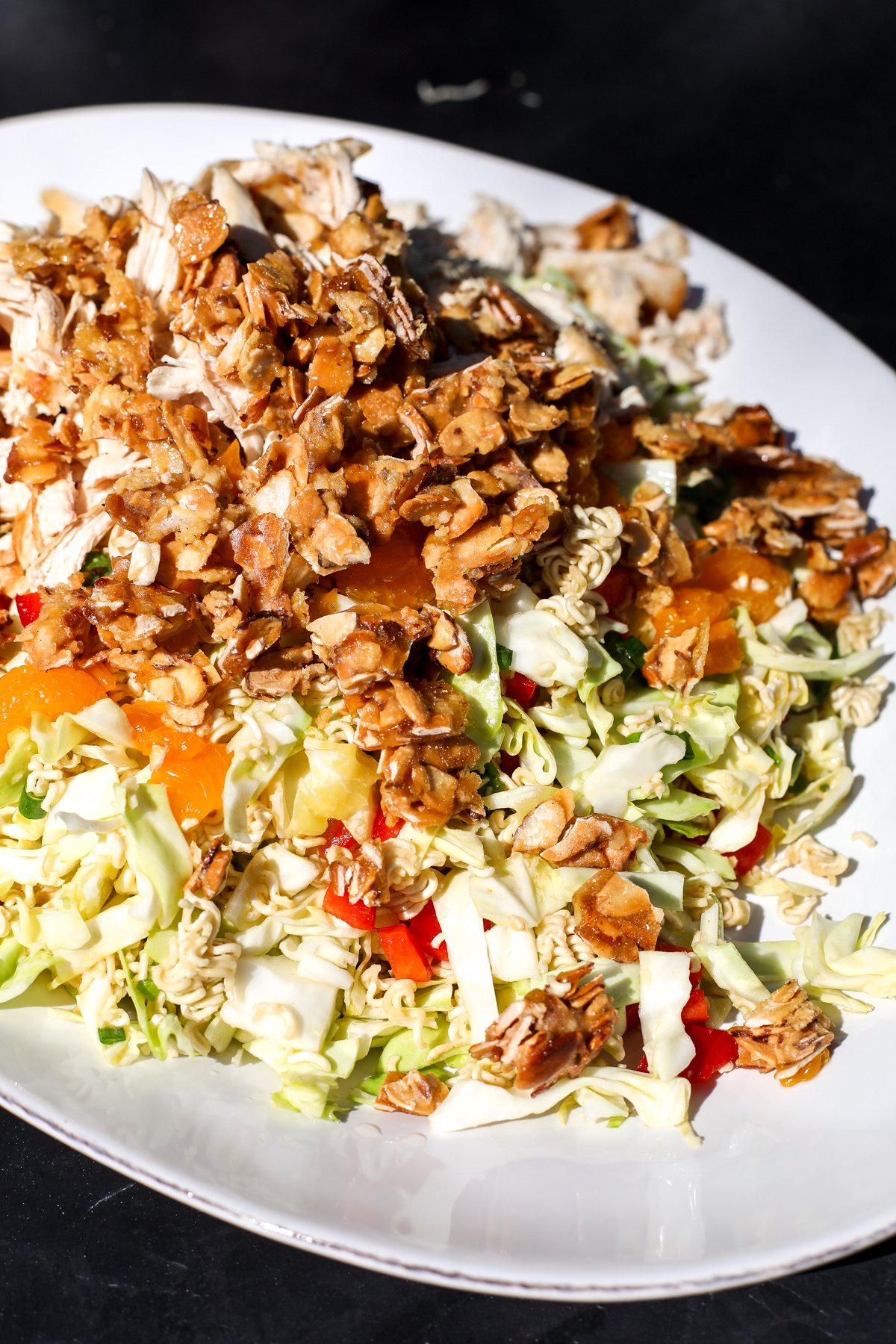 Quick Chinese Chicken Salad: Ramen crunch, sweet almonds, & vibrant veggies. A simple, tasty meal in minutes!