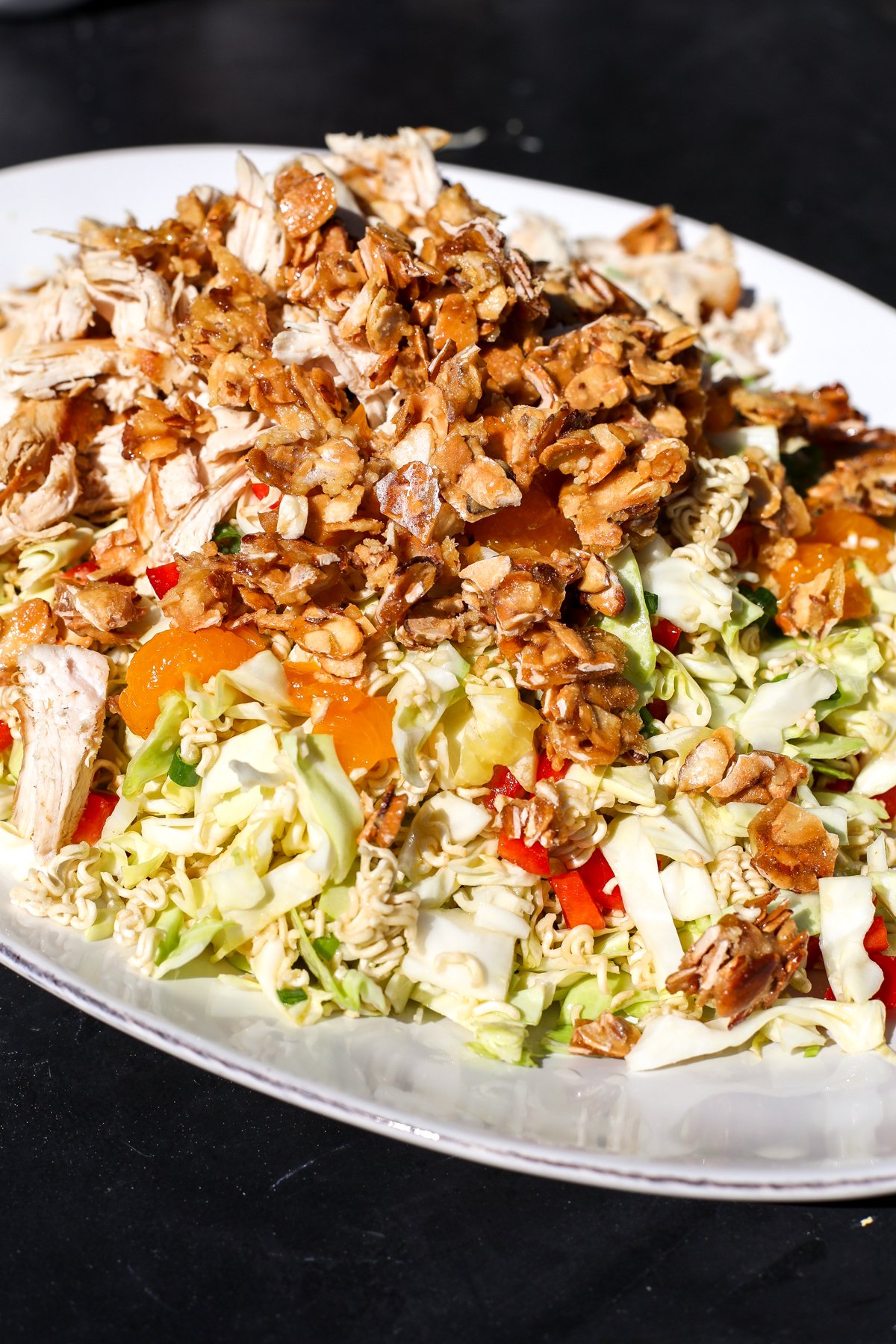 Quick Chinese Chicken Salad: Ramen crunch, sweet almonds, & vibrant veggies. A simple, tasty meal in minutes!