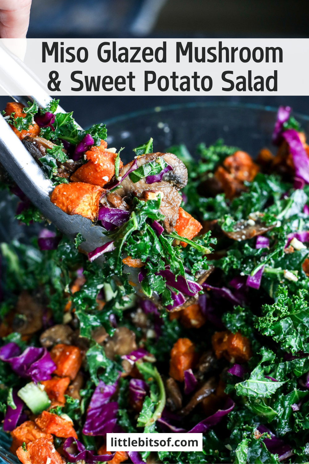 Miso Mushroom & Sweet Potato Salad: Sweet, savory, & satisfying. Simple recipe for a delicious, healthy meal.