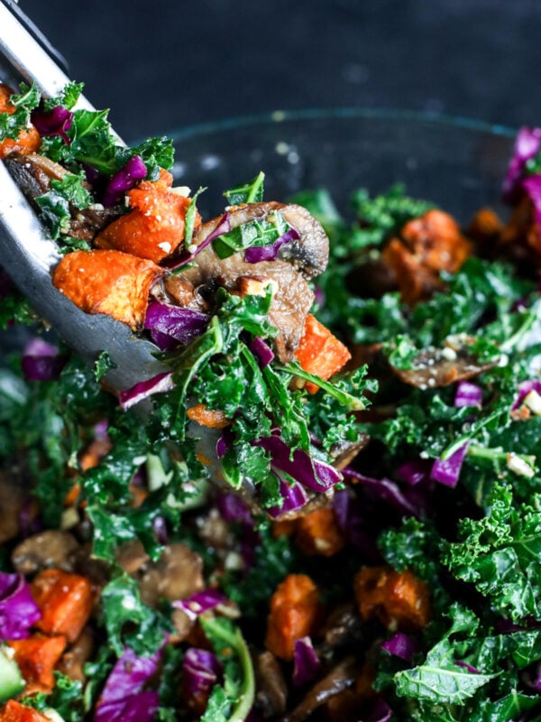 Miso Mushroom & Sweet Potato Salad: Sweet, savory, & satisfying. Simple recipe for a delicious, healthy meal.