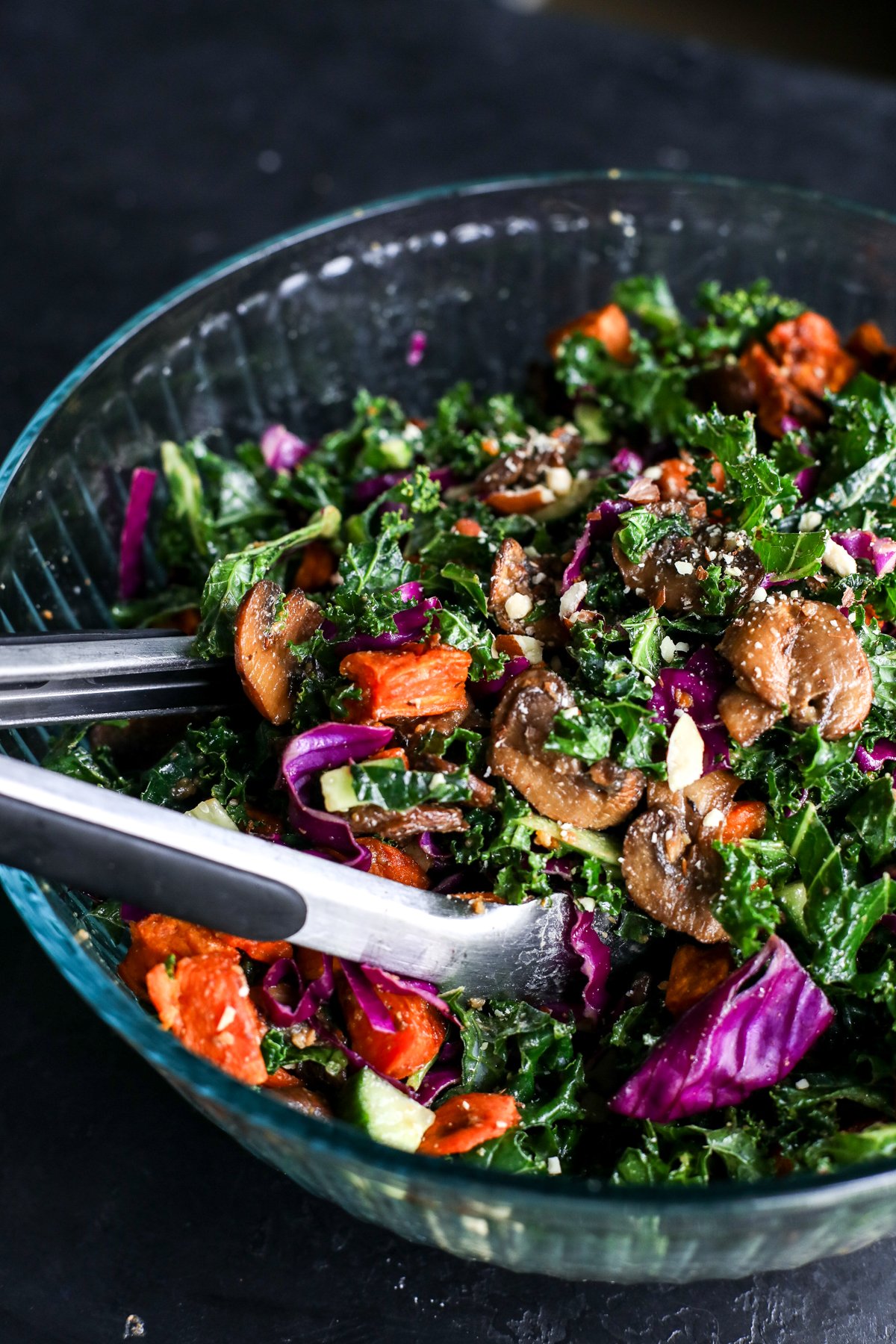 Miso Mushroom & Sweet Potato Salad: Sweet, savory, & satisfying. Simple recipe for a delicious, healthy meal.
