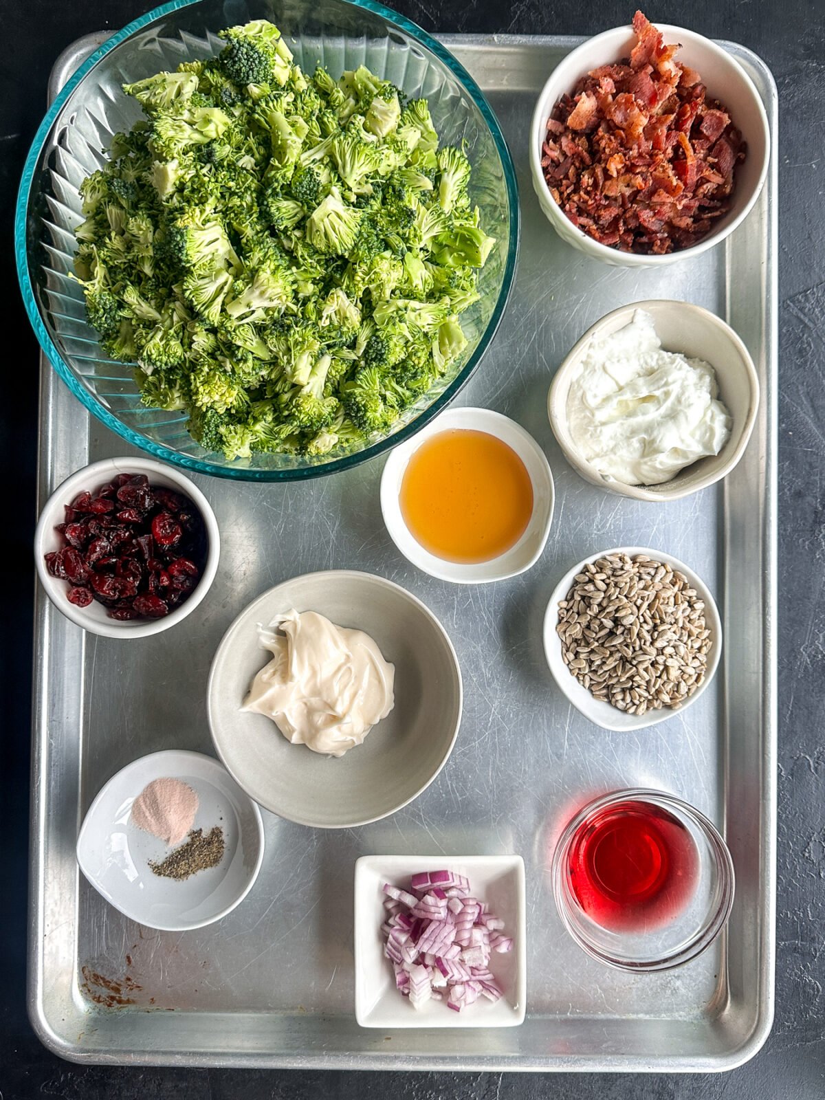 Crunchy & healthy broccoli salad with bacon, cranberries, and a creamy Greek yogurt dressing. Perfect for picnics or a quick side!