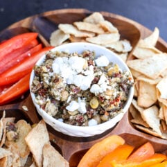 This dip is incredibly simple to make and bursting with Mediterranean flavors!