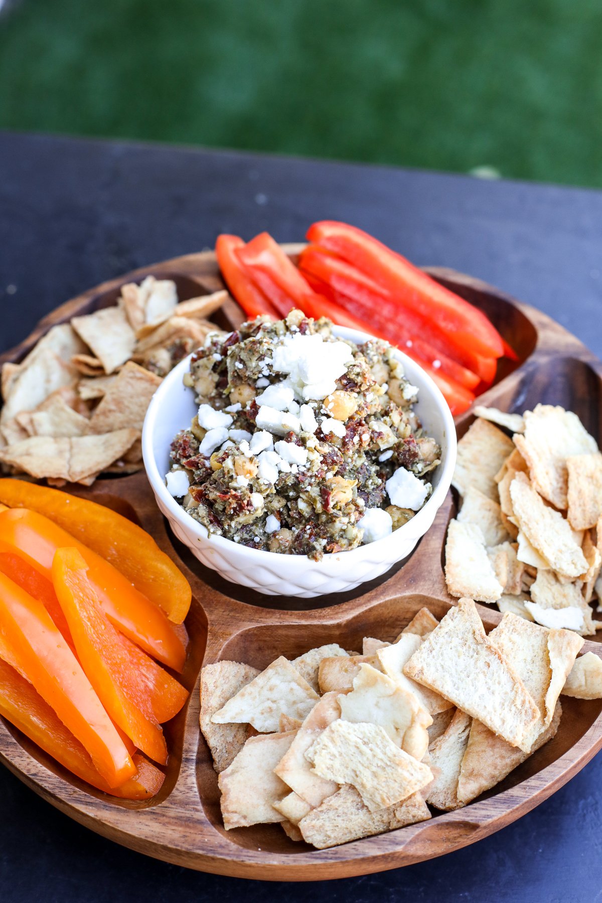 This dip is incredibly simple to make and bursting with Mediterranean flavors!