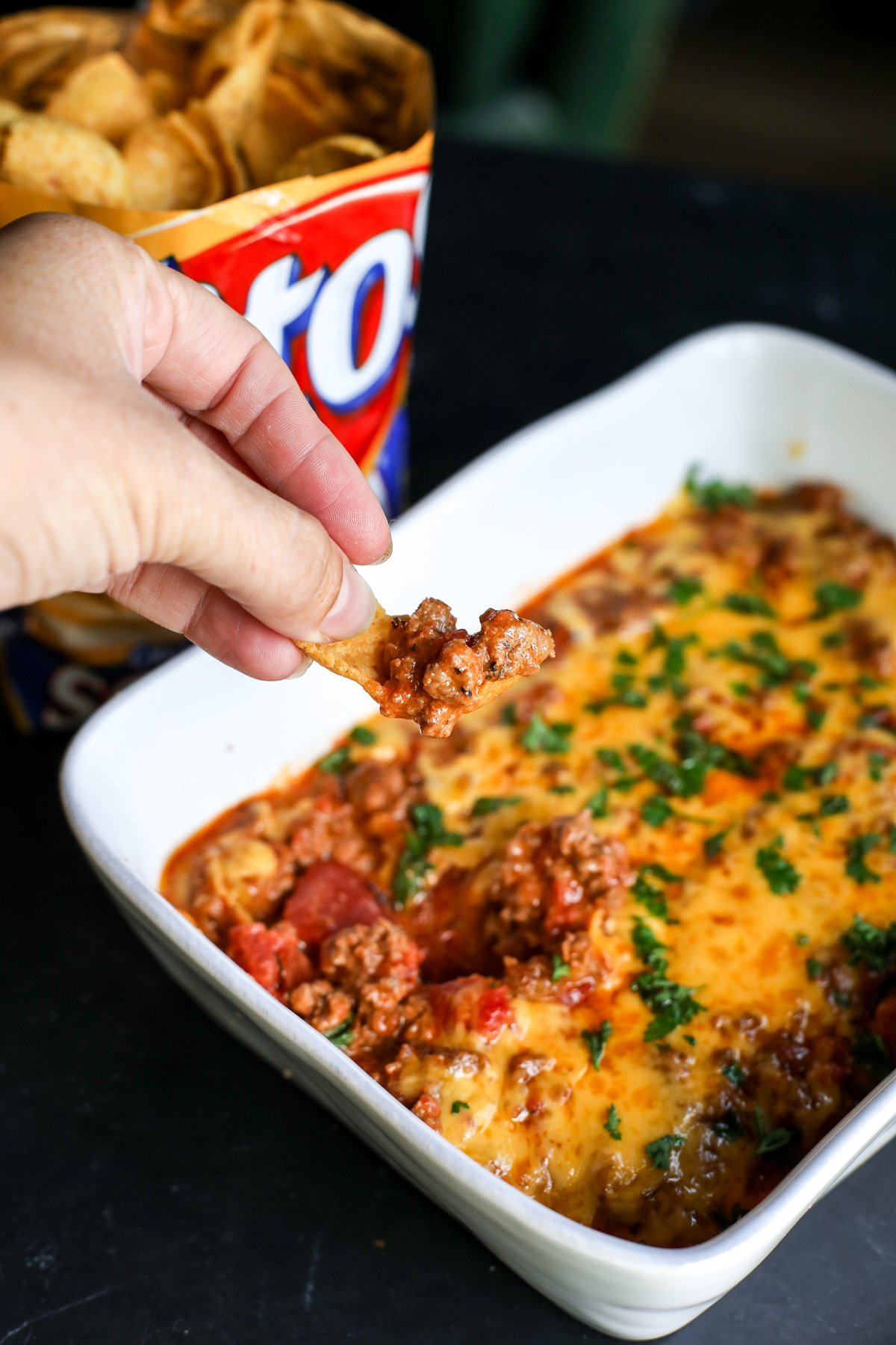 This Chili Cheese Dip is a rich and savory appetizer that comes together in a snap. It's a fantastic crowd-pleaser with its deep chili flavor and gooey, cheesy finish.