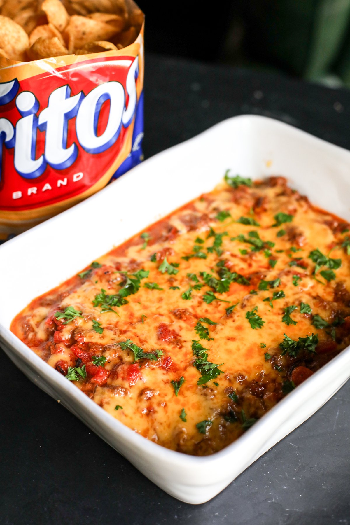 This Chili Cheese Dip is a rich and savory appetizer that comes together in a snap. It's a fantastic crowd-pleaser with its deep chili flavor and gooey, cheesy finish.
