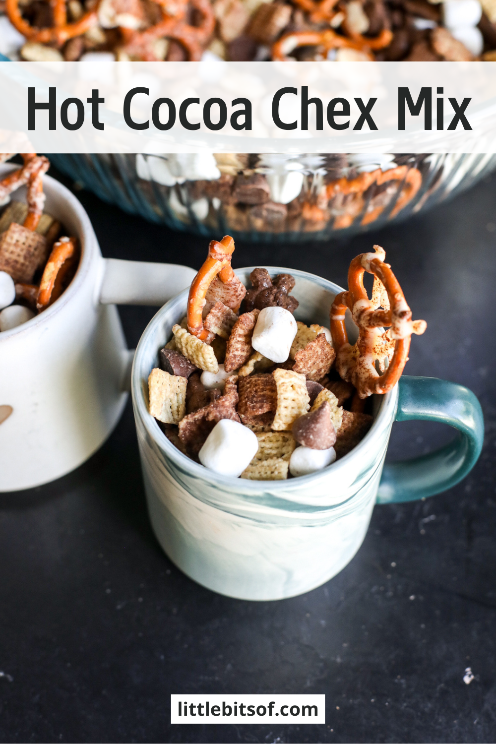 This easy, no-bake Chex mix brings the cozy flavor of hot cocoa to a crunchy, sweet snack! Perfect for parties.