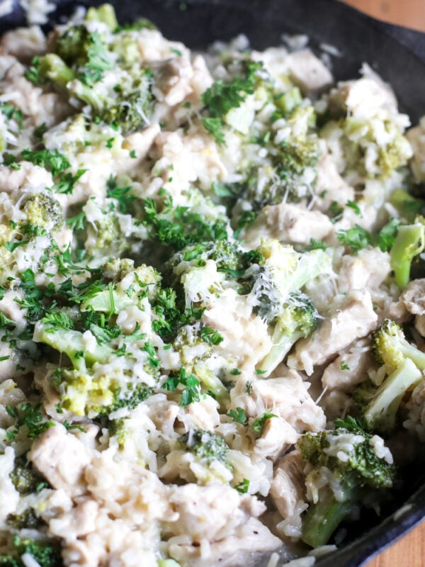 Creamy Lemon Parmesan Chicken & Rice: A healthy one-pan meal with hidden protein from cottage cheese and fresh broccoli.