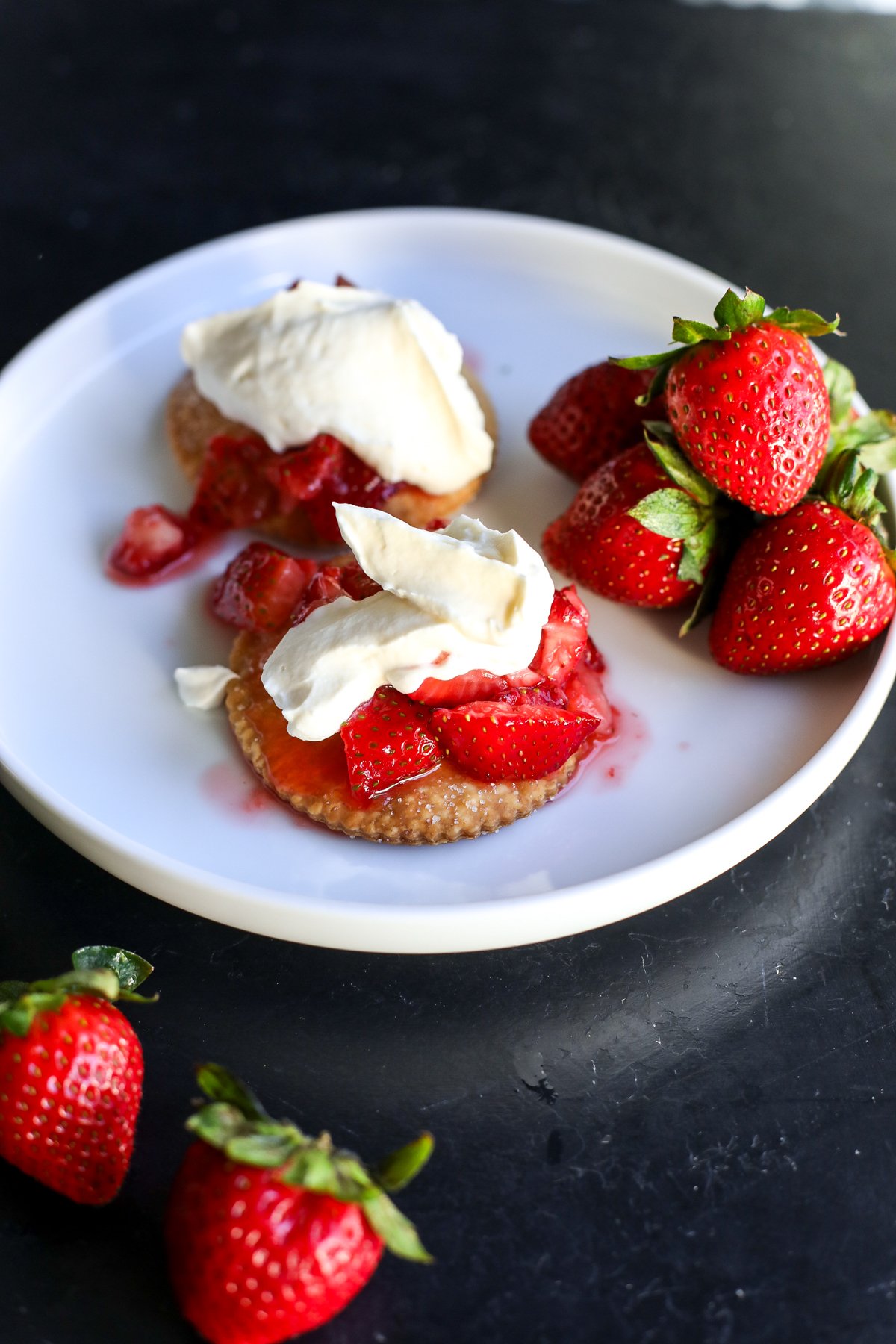 The easiest dessert! Flaky pie crust rounds topped with sweet, juicy strawberries and cream. Ready in just 15 minutes.