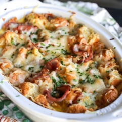 Upgrade your breakfast with this decadent Ham and Cheese Croissant Bake. Golden, bubbly, and perfect for a crowd!