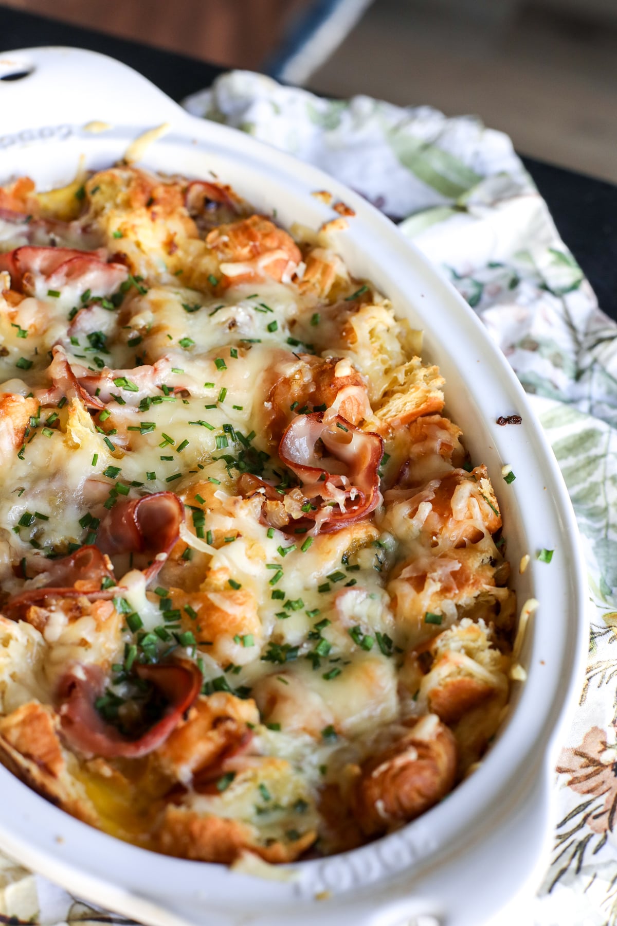 Upgrade your breakfast with this decadent Ham and Cheese Croissant Bake. Golden, bubbly, and perfect for a crowd!