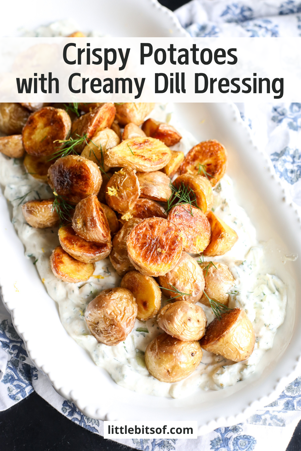 Crispy potatoes meet a creamy cucumber dill sauce. This easy, healthy side features roasted gold potatoes over a refreshing Greek yogurt dressing.